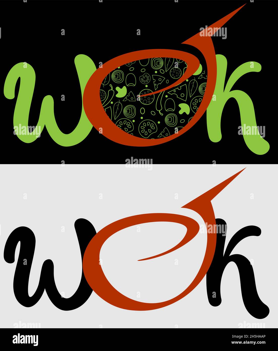 logo minimal de la cuisine asiatique wok en deux versions 1 Illustration de Vecteur