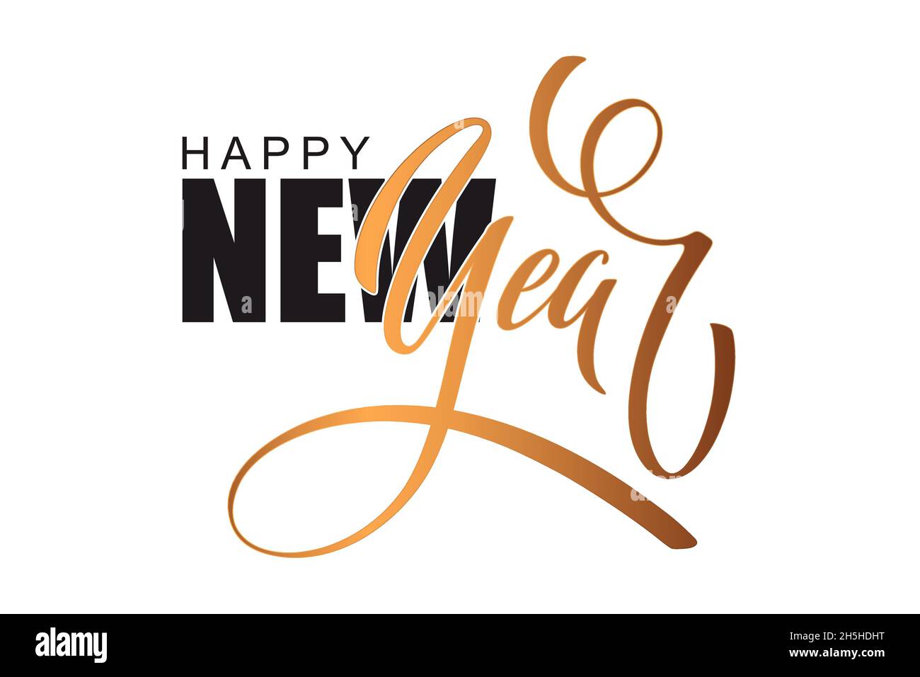 Bonne année lettrage à la main calligraphie.Elément d'illustration de vacances Vector.Élément typographique pour bannière, Félicitations. Illustration de Vecteur