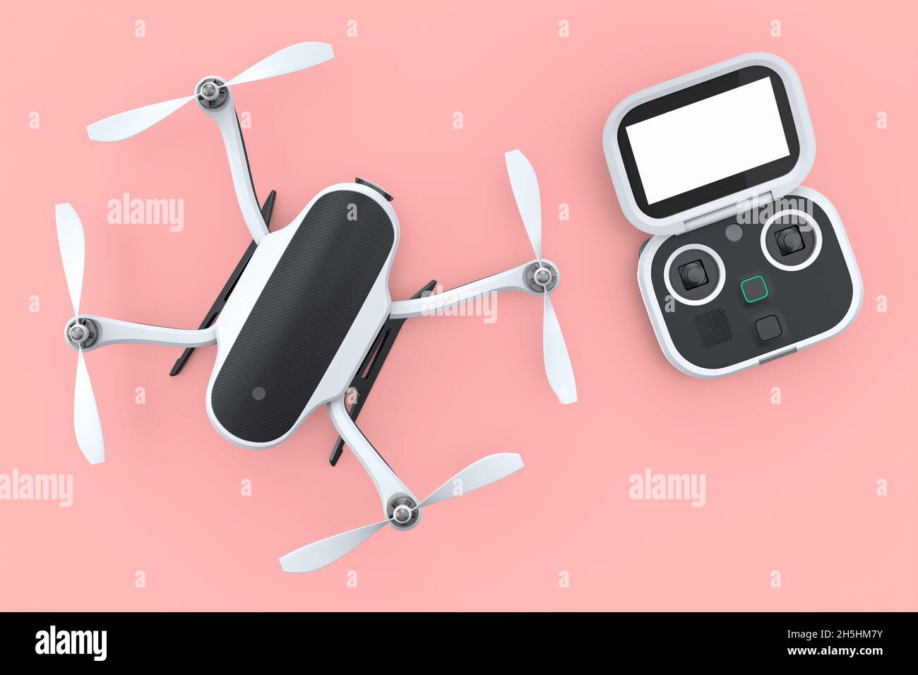 Photo et vidéo drone ou quad copter avec caméra embarquée et télécommande  sur fond rose.Rendu 3D de l'appareil pour la livraison ou la photographie  aérienne Photo Stock - Alamy