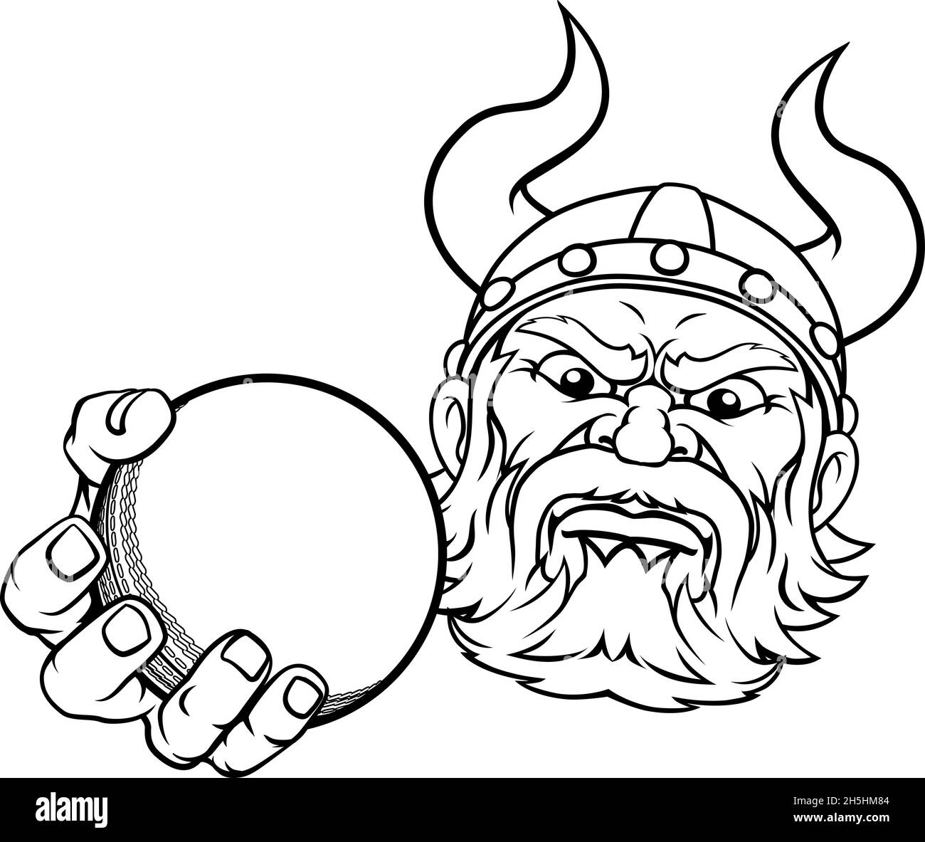 Viking Cricket ball Sports Mascot Cartoon Illustration de Vecteur
