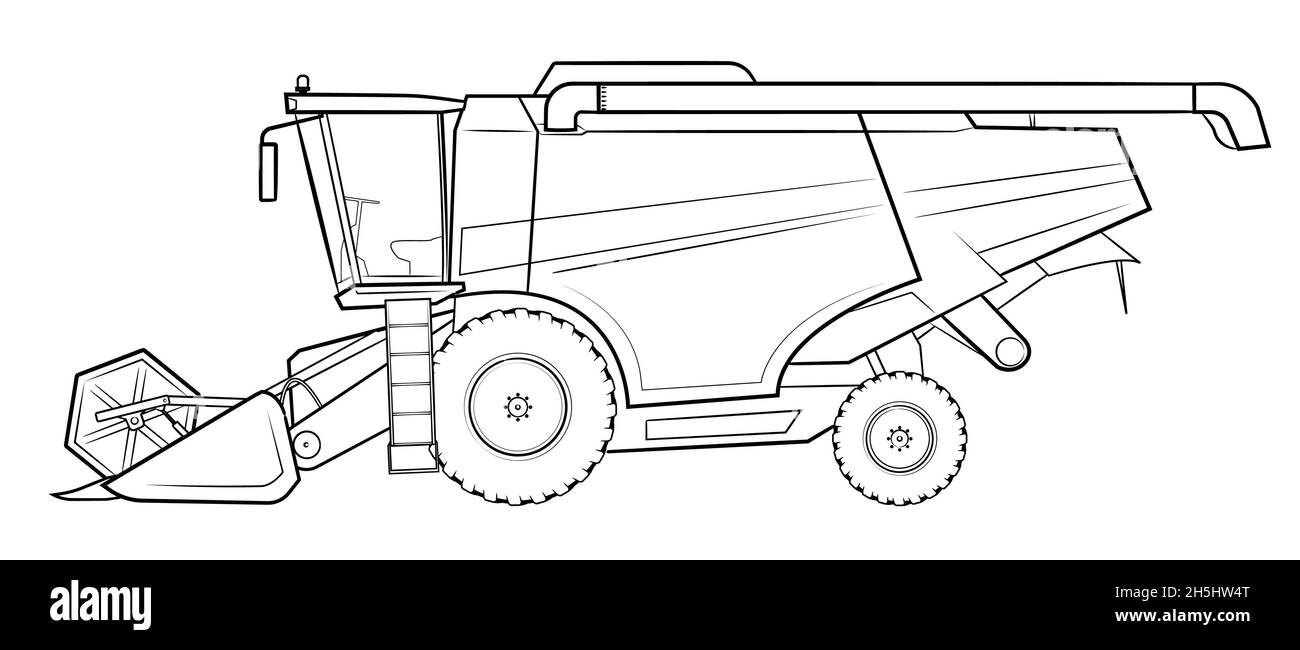 Moissonneuse-batteuse - illustration vectorielle d'un véhicule. Illustration de Vecteur