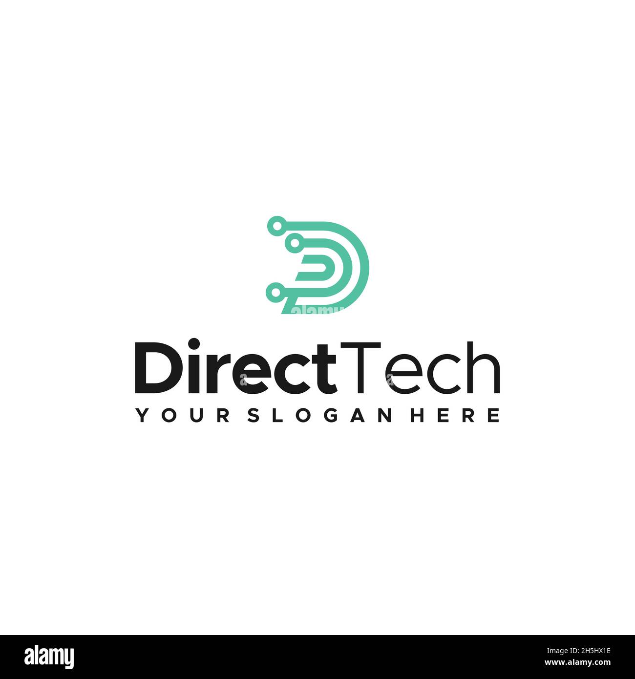 logo D Direct Tech initial à marque lettre plate Illustration de Vecteur