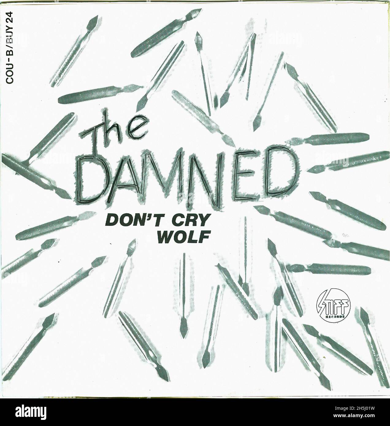 Couverture d'un seul record vintage - damned, The - Don't Cry Wolf - Colored Vinyl - F - 1977 Banque D'Images