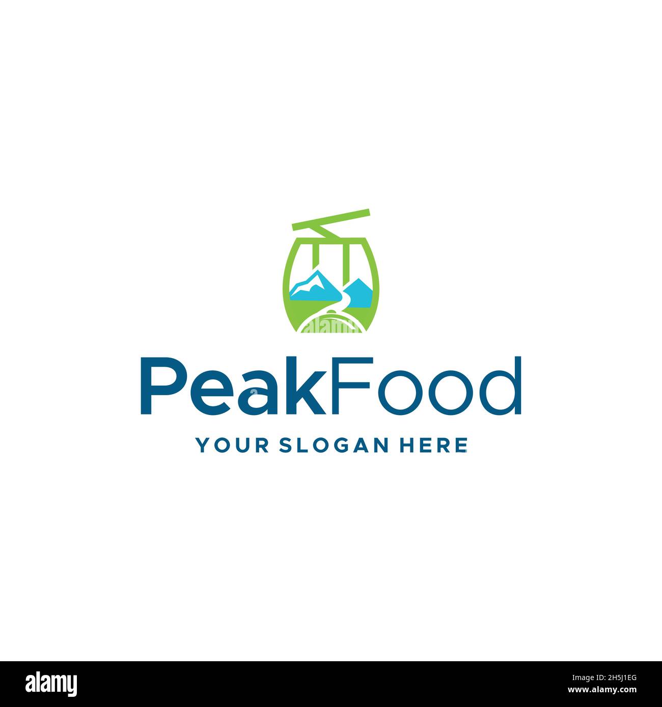 Design minimaliste du logo PeakFood Mountain Serving Illustration de Vecteur