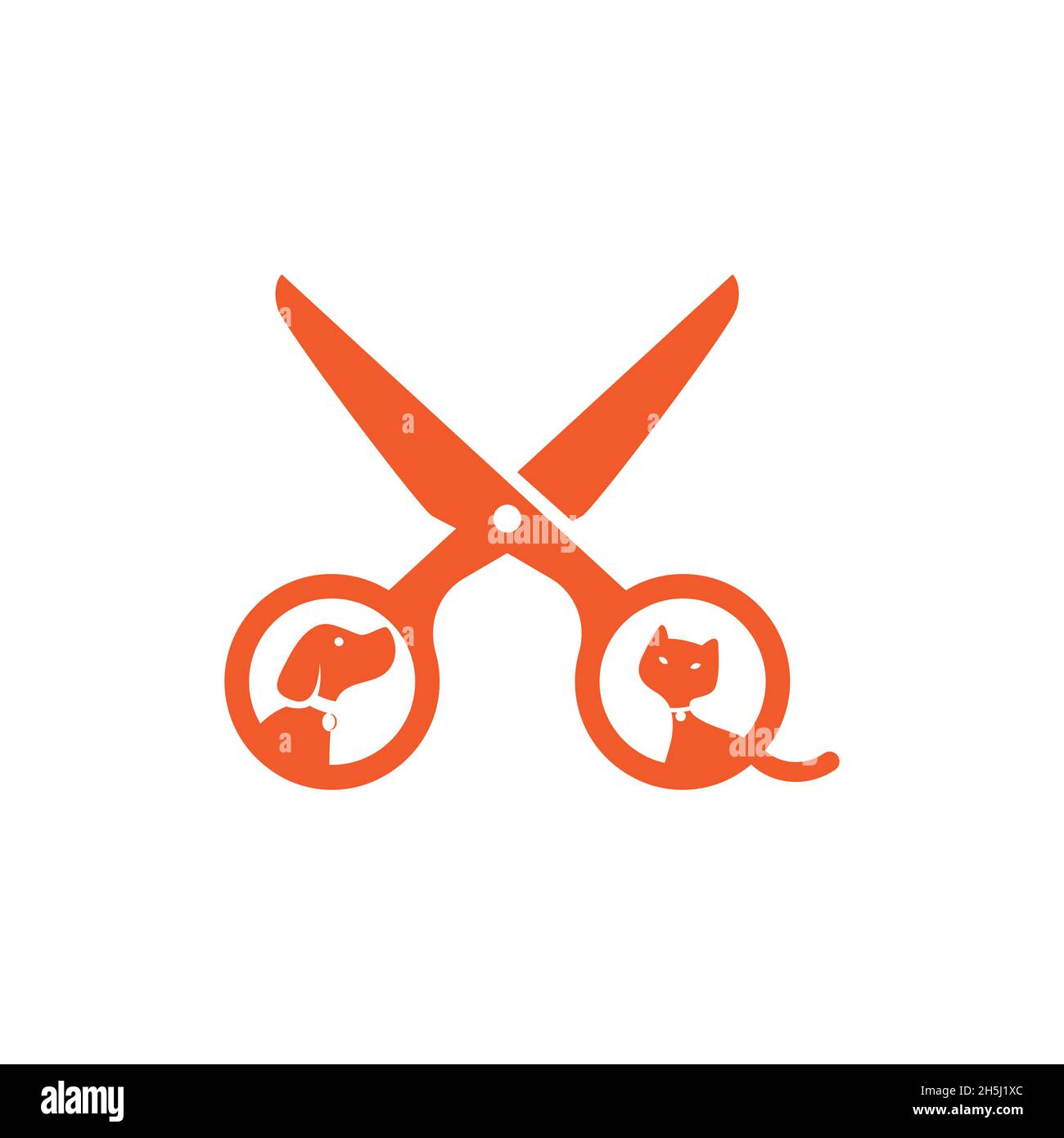 illustration vectorielle. logo créé à partir de la combinaison animal, chat et chien avec le logo du salon de ciseaux. Illustration de Vecteur