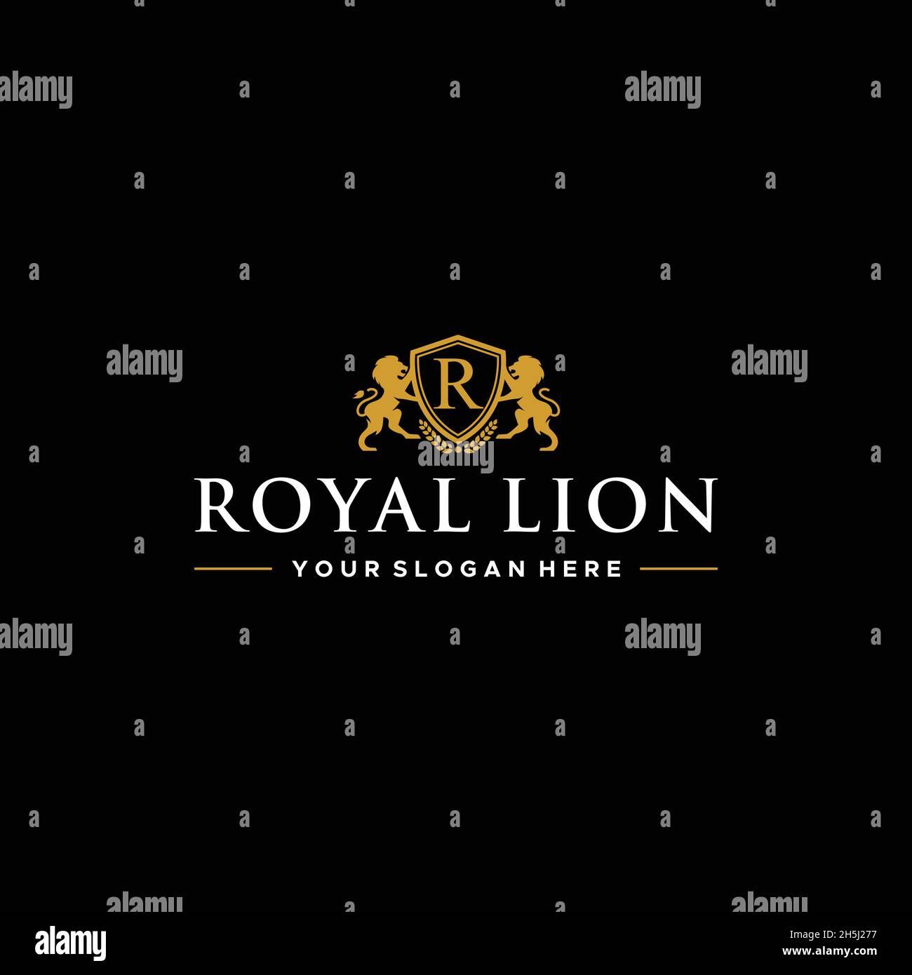 motif original de la lettre originale R ROYAL LION Illustration de Vecteur
