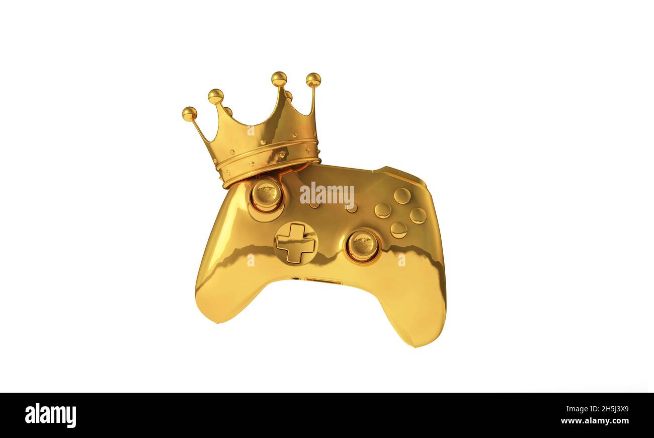 Médaille d'or du jeu vidéo.Manette de jeu avec couronne dorée.Rendu 3D  Photo Stock - Alamy