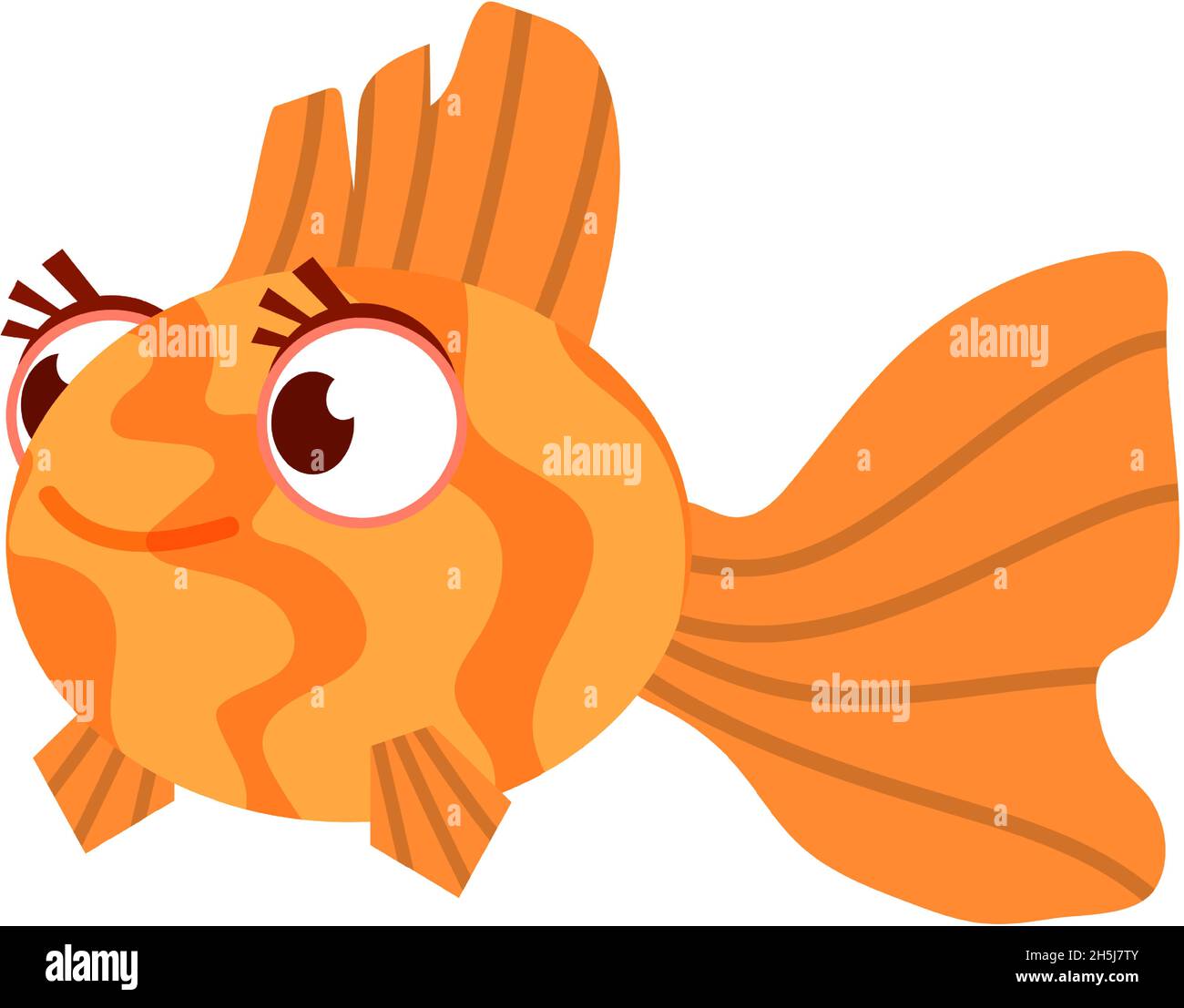 Poisson doré.Animal de compagnie aquarium.Joli poisson doré de style dessin animé Illustration de Vecteur