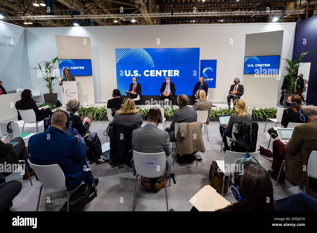 Pavillon des États-Unis à la conférence COP26 des Nations Unies sur les changements climatiques, à Glasgow, en 2021, en Écosse, au Royaume-Uni Banque D'Images