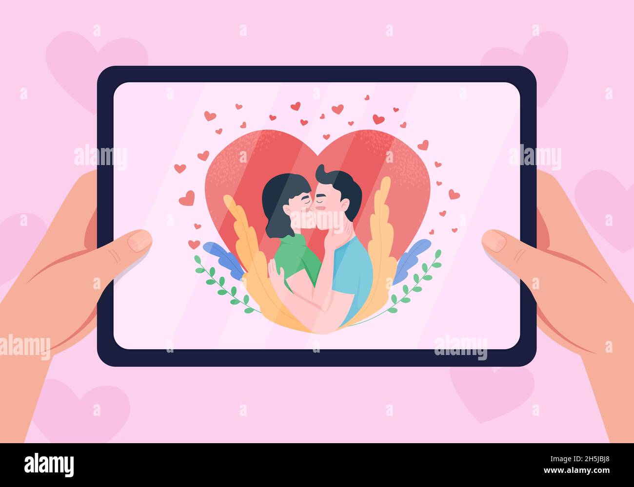 Illustration vectorielle de couleur plate de relation romantique Illustration de Vecteur