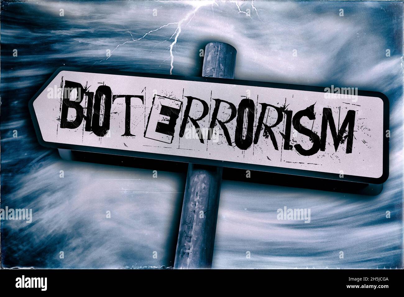 Le bioterrorisme est affiché sur un panneau d'affichage Banque D'Images