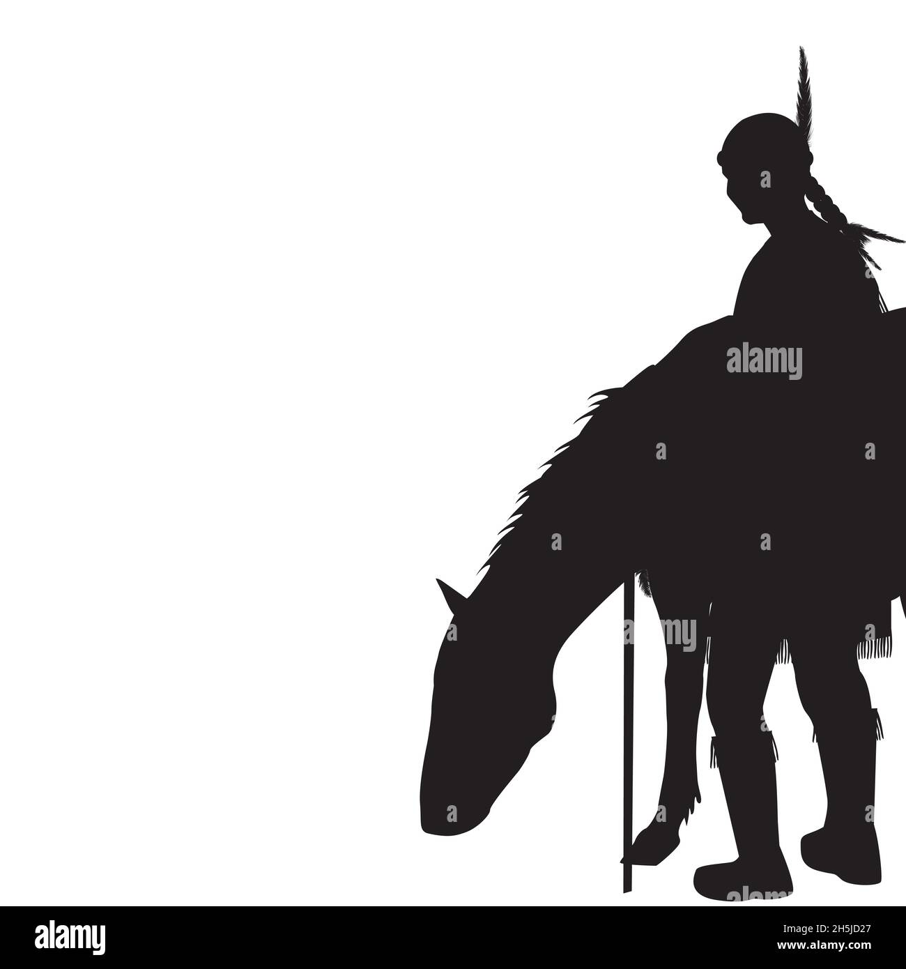 Native American Indian silhouette à cheval Illustration de Vecteur