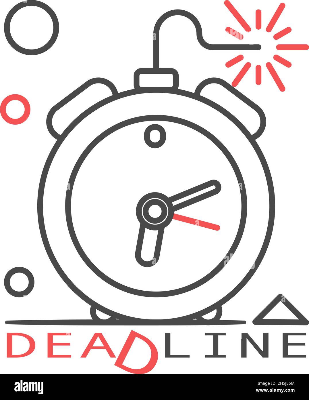 Bombe live en forme de réveil avec texte Date limite.Concept de gestion du temps.Illustration de style plat.Isolé sur fond blanc. Illustration de Vecteur