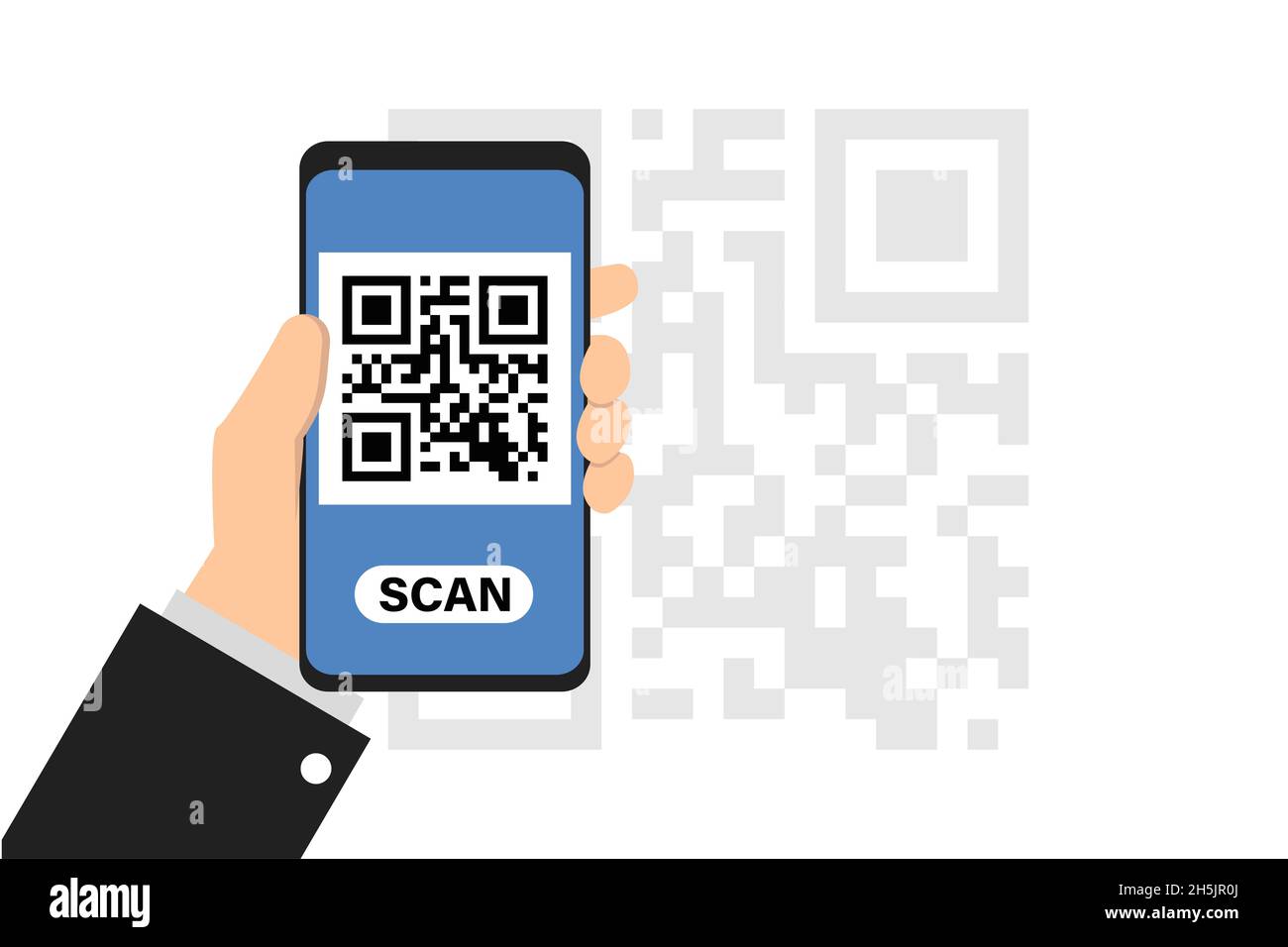 Smartphone à la main scannez le code QR.QRcode sur l'appareil photo du