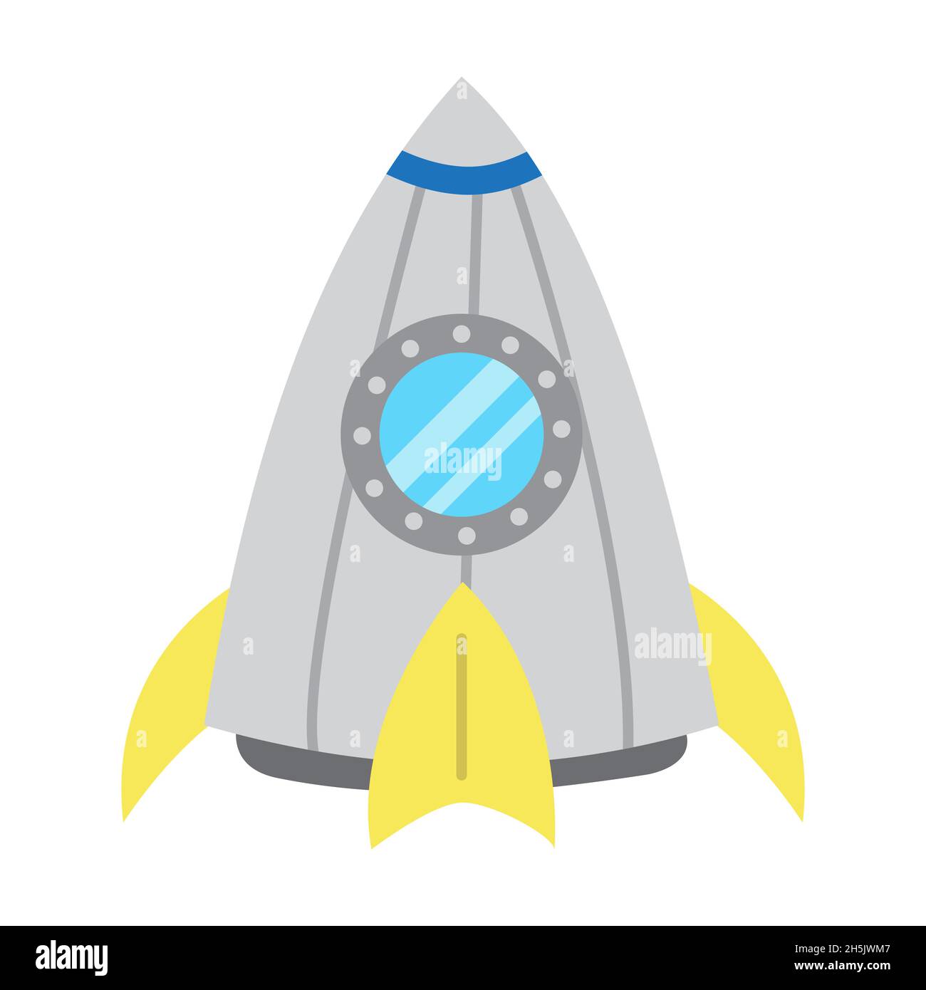 Vaisseau spatial, illustration mignonne dans un style de dessin animé plat. Idée de démarrage d'entreprise. Vol spatial, vaisseau spatial. Navette, navire OVNI. Imprimer pour les enfants Illustration de Vecteur