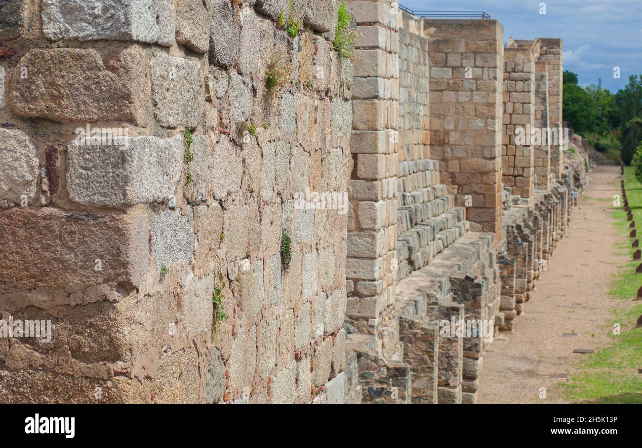 Alcazaba de Merida, complexe de la citadelle arabe.Tours Albarrana.Estrémadure, Espagne Banque D'Images