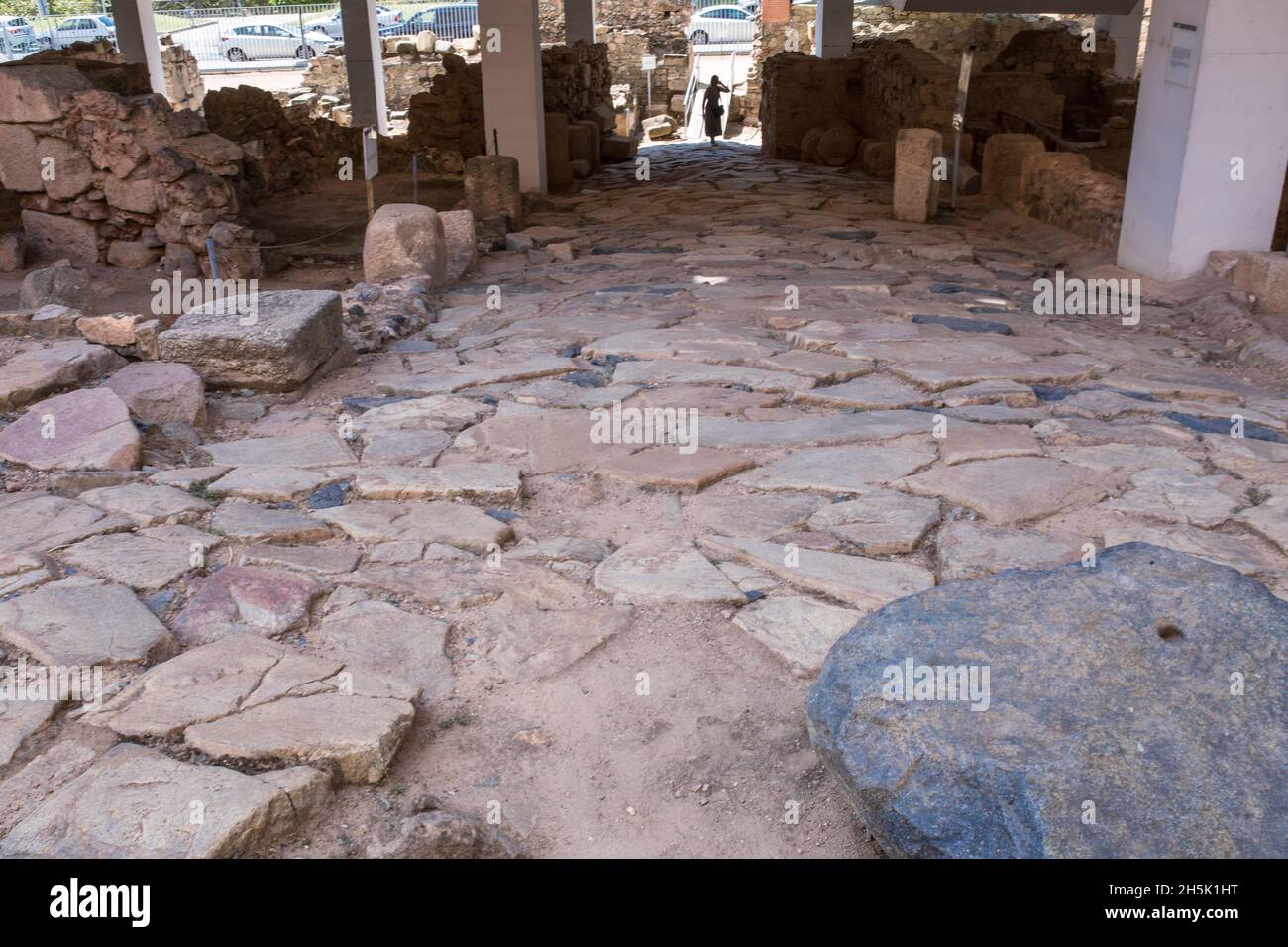 Merida, Espagne - 25 août 2018 : zone archéologique de Morerias à Merida.Route principale.Estrémadure, Espagne Banque D'Images