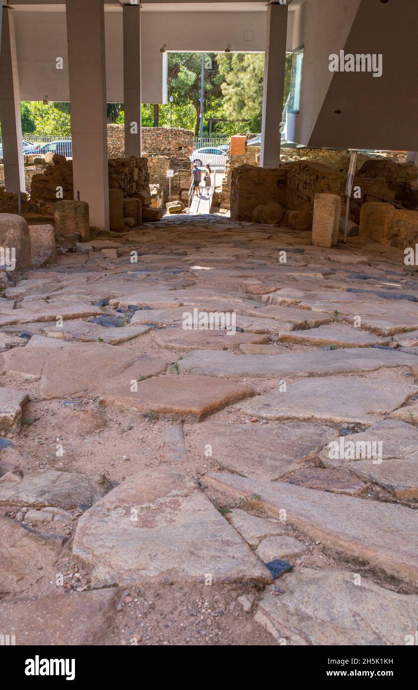Merida, Espagne - 25 août 2018 : zone archéologique de Morerias à Merida.Route principale.Estrémadure, Espagne Banque D'Images