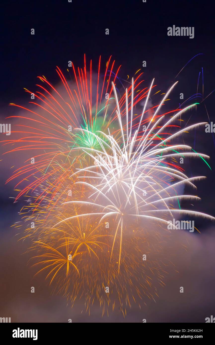 Célébration de la lumière d'artifice, English Bay, Vancouver, British Columbia, Canada Banque D'Images