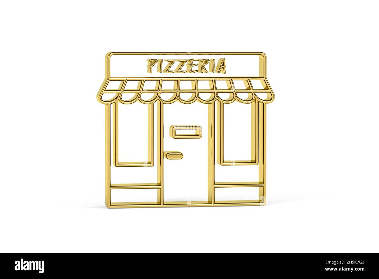 Icône de pizza golden 3d isolée sur fond blanc - rendu 3d Banque D'Images