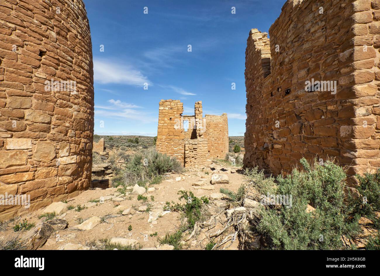 Ruines ancestrales de Puebelan du château de Hovenweep dans le monument national de Hovenweep à la frontière du Colorado et de l'Utah Banque D'Images