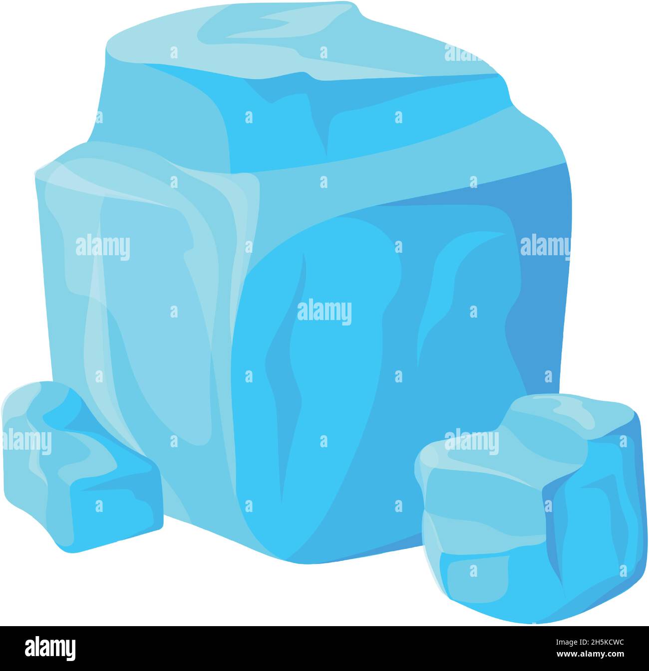 Morceaux de glace de dessin animé.Signe blanc de glace pour la boisson fraîche d'été, illustration vectorielle plate isolée sur fond blanc Illustration de Vecteur