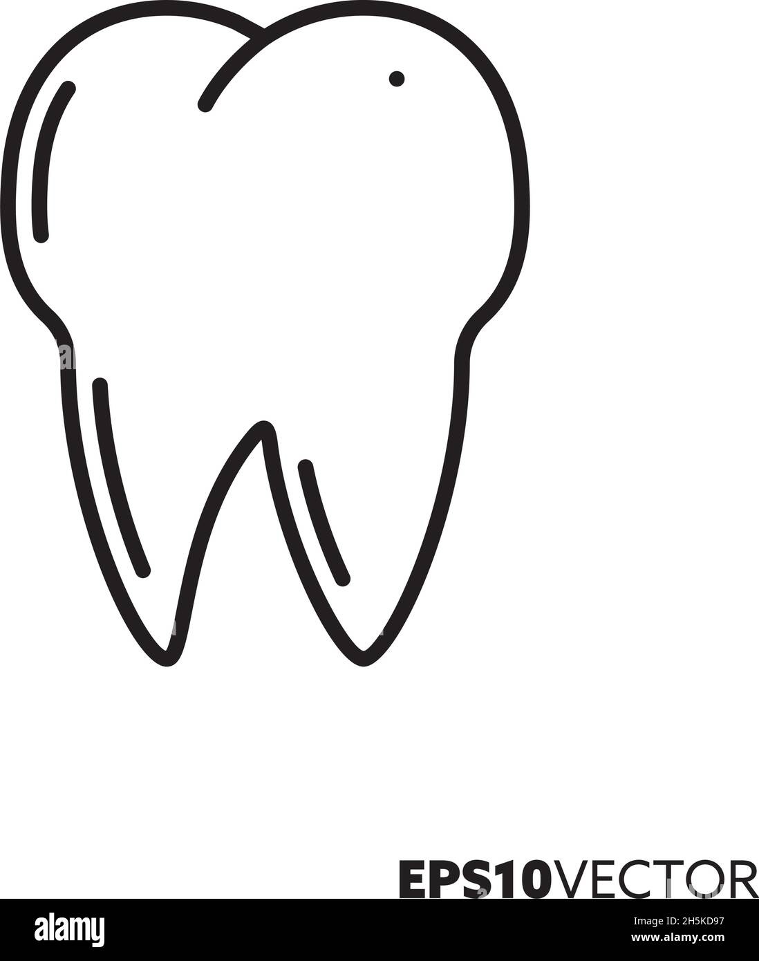 Icône de dent avec ligne de caries.Symbole de contour de la dent.La dentisterie, les soins de santé et la médecine concept illustration vectorielle plate. Illustration de Vecteur