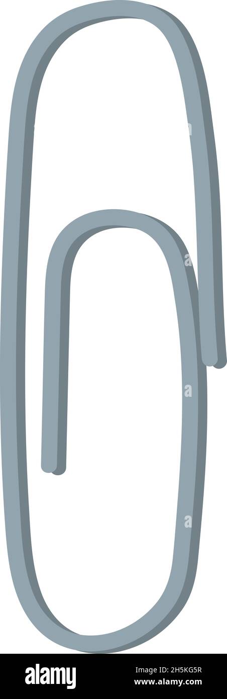 Clips en papier de dessin animé.Clip pour papeterie, trombone métallique pour la fixation de documents de bureau, illustration vectorielle isolée sur fond blanc Illustration de Vecteur