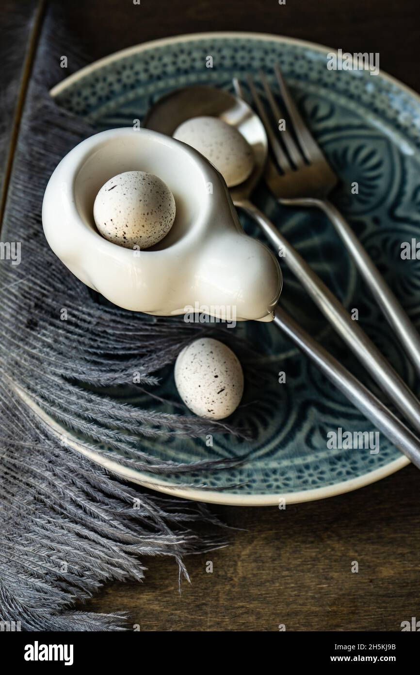 Table festive pour le dîner de pâques Banque D'Images