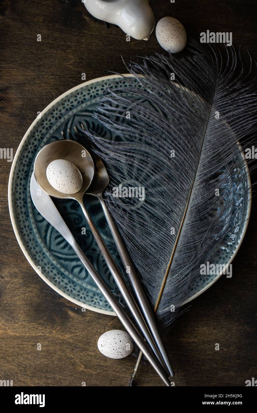 Table festive pour le dîner de pâques Banque D'Images