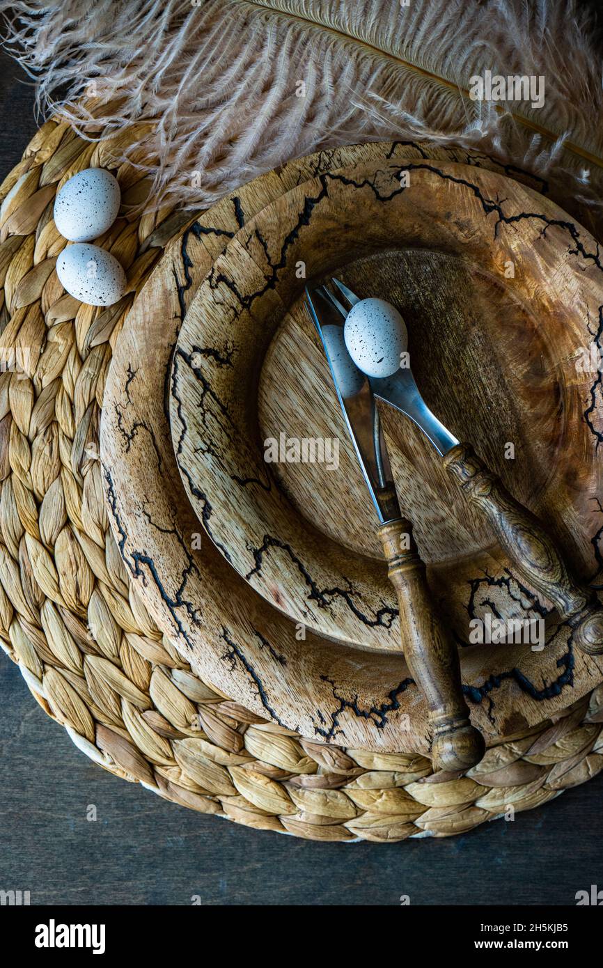 Table festive pour le dîner de pâques Banque D'Images
