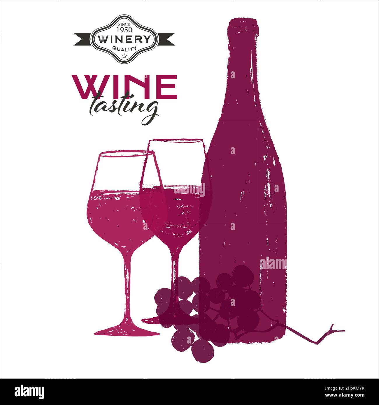 Illustrations de la conception Wine Background.Dessin fait main de verres à vin, bouteille de vin, raisins de vigne.Contexte des circulaires, affiches, présentations, couvertures, rp Illustration de Vecteur