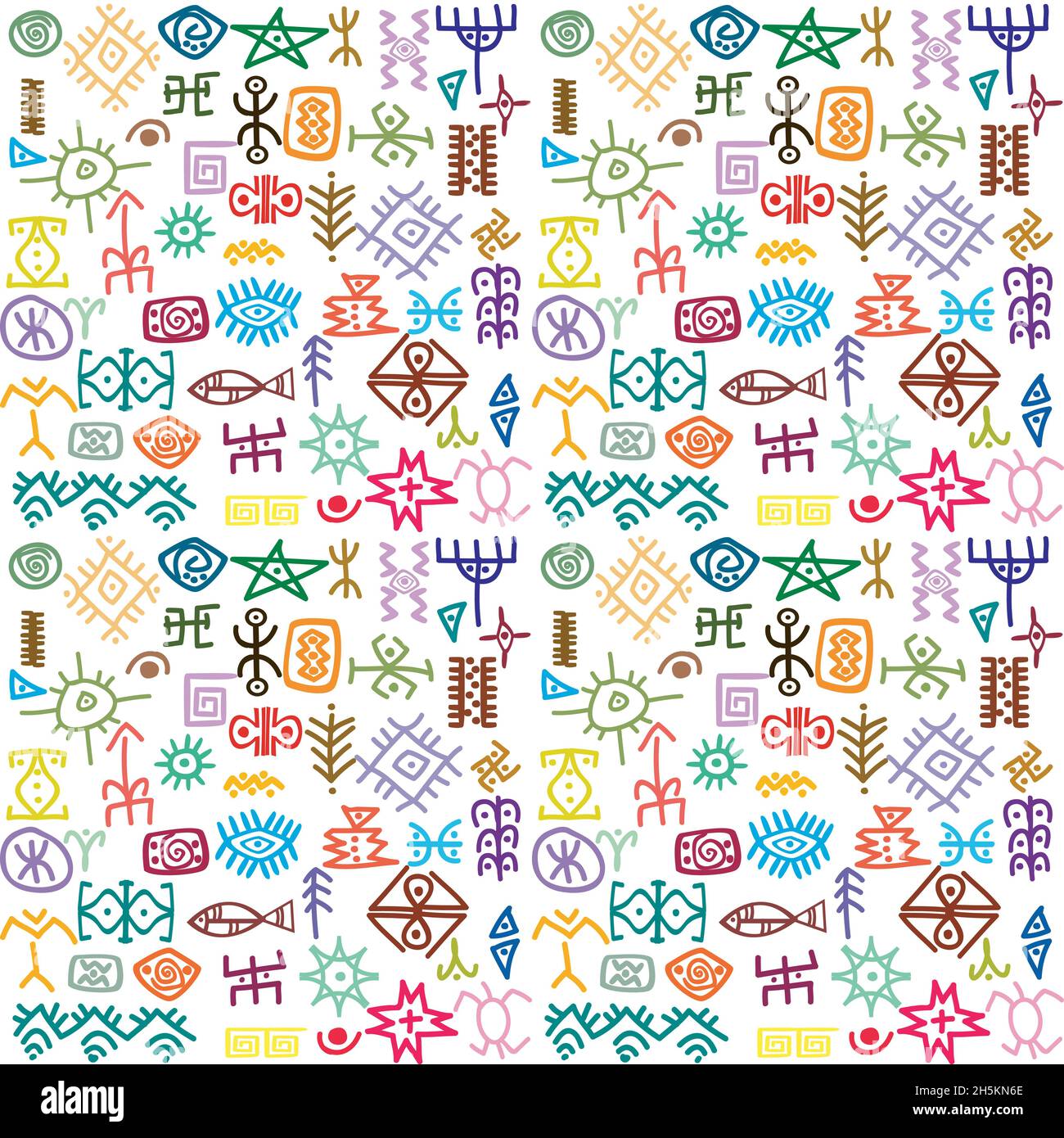 Symboles ethniques colorés avec l'arrière-plan Illustration de Vecteur