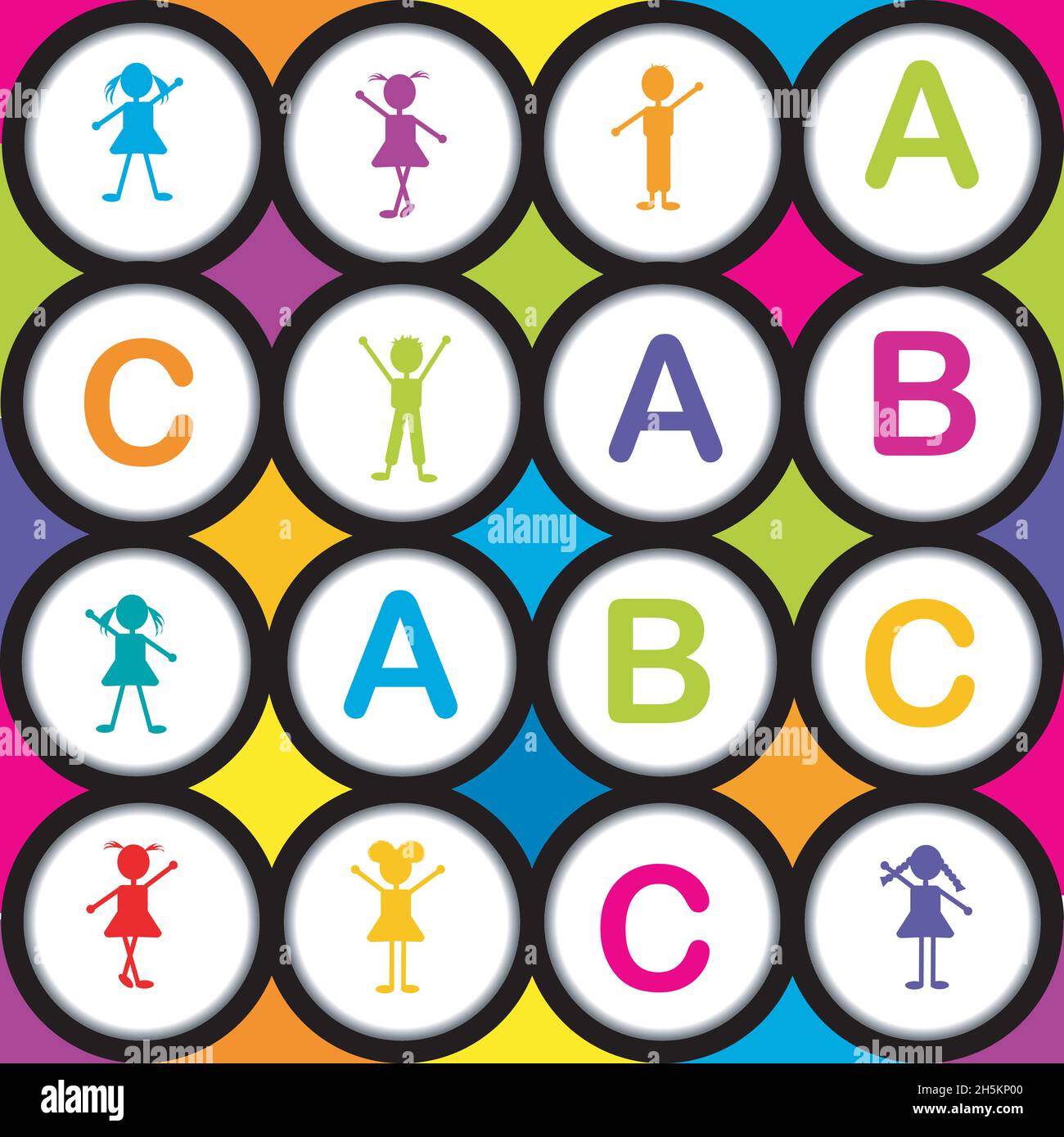 ABC seamless background avec des lettres et cartoon kids Illustration de Vecteur