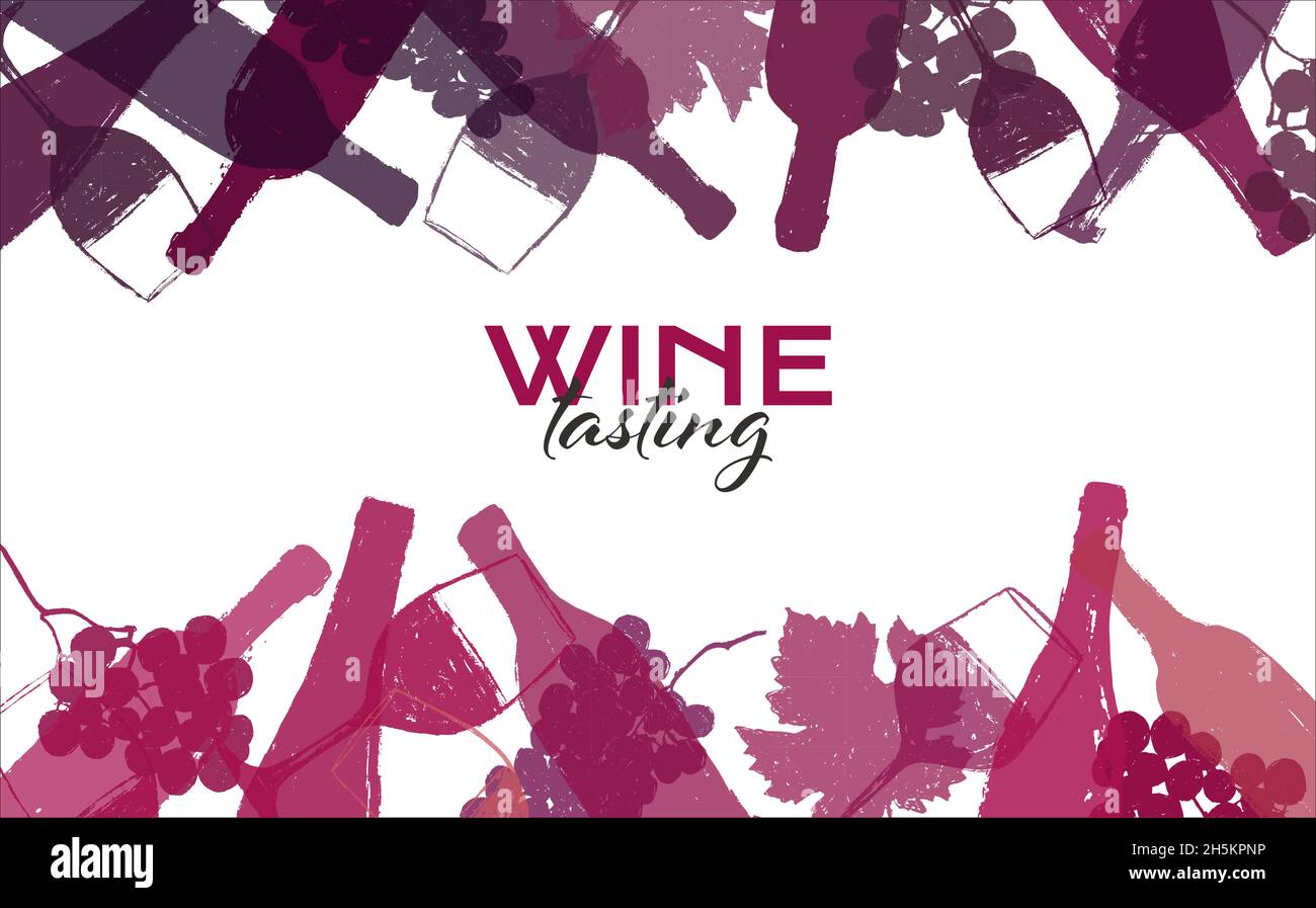 illustration d'arrière-plan pour les dessins de vin.Dessin fait main de verres à vin et de bouteilles.Couleur rouge et rose.Arrière-plan des bannières Web et des backdrops Illustration de Vecteur