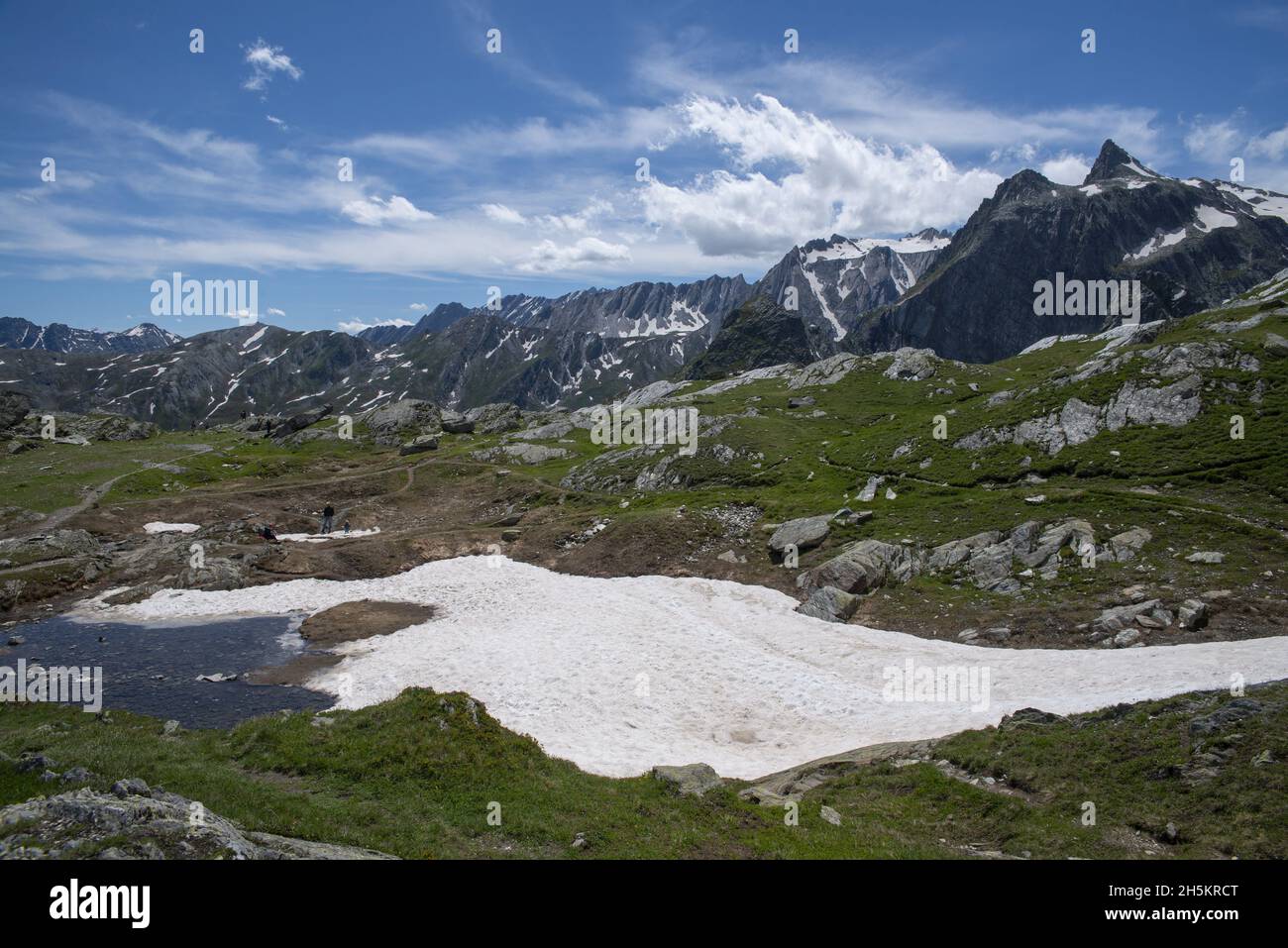 Petit glacier au col de Bernardino, col de haute montagne dans les Alpes suisses ; Suisse Banque D'Images
