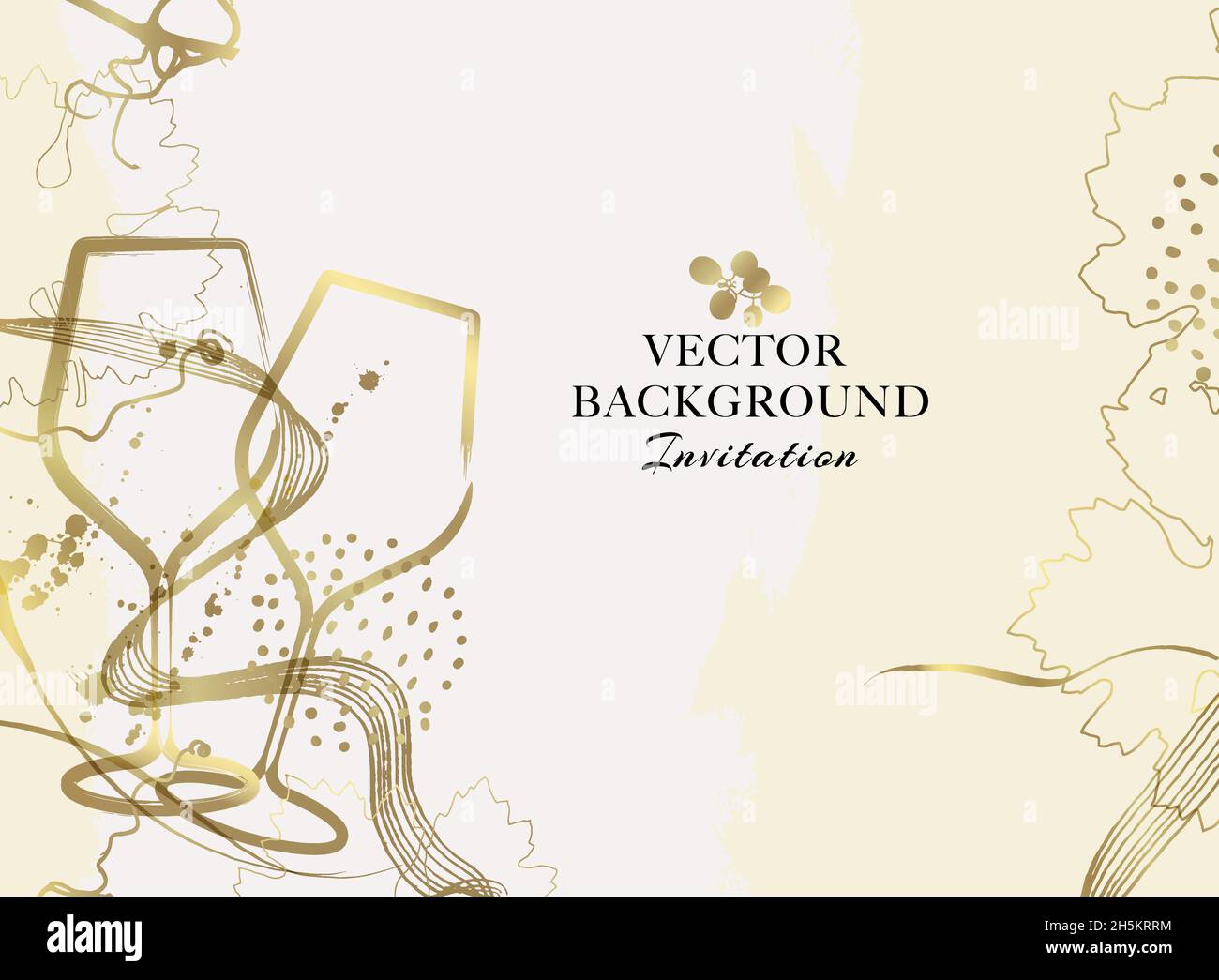 Design élégant avec fond de vin.Illustration de verres à vin et détails dorés.Fond élégant pour les fêtes et les invitations à des événements.Vecteur Illustration de Vecteur