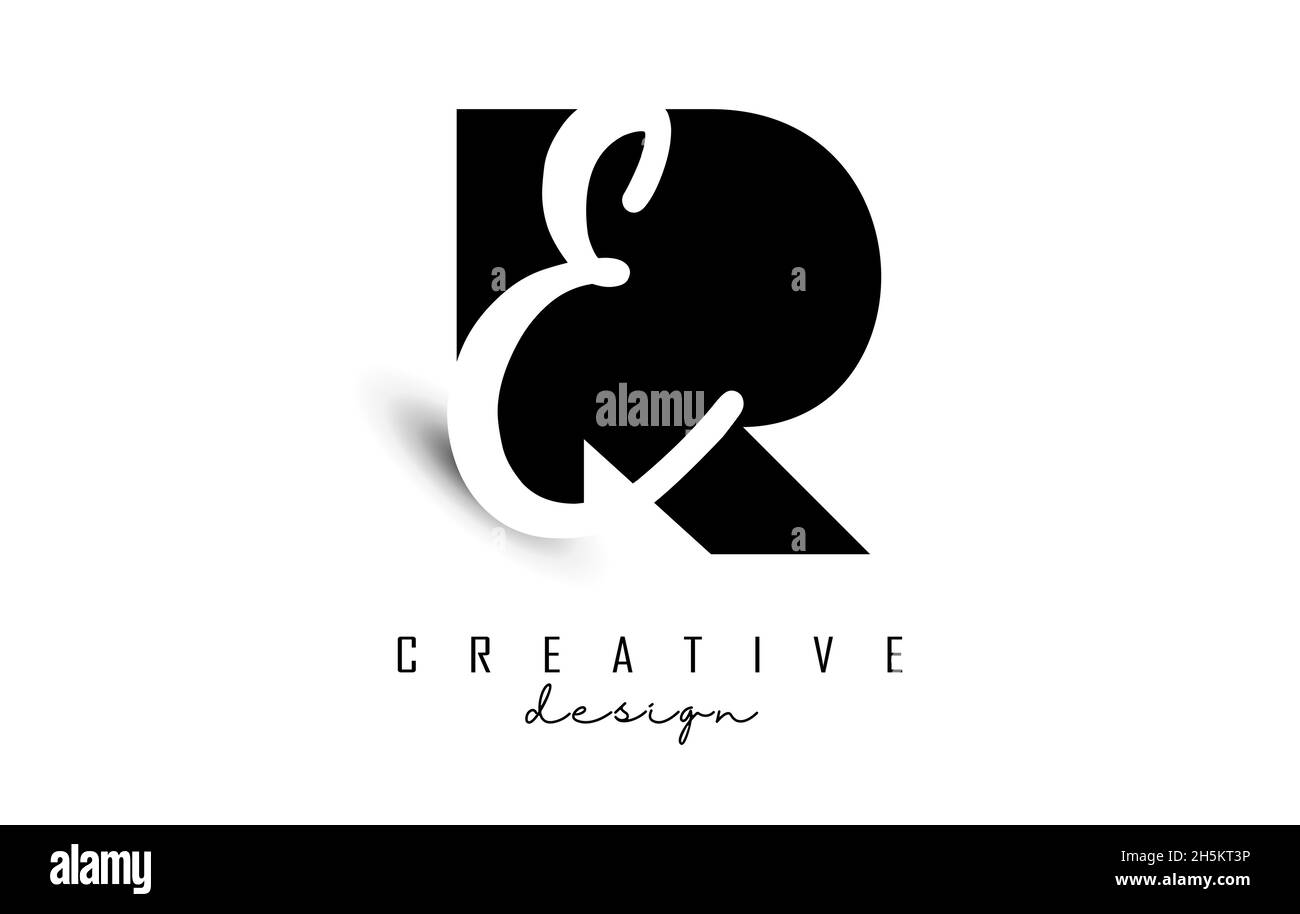 Logo lettres RE au design minimaliste.Lettres R et E avec typographie géométrique et manuscrite.Illustration vectorielle créative avec lettres. Illustration de Vecteur