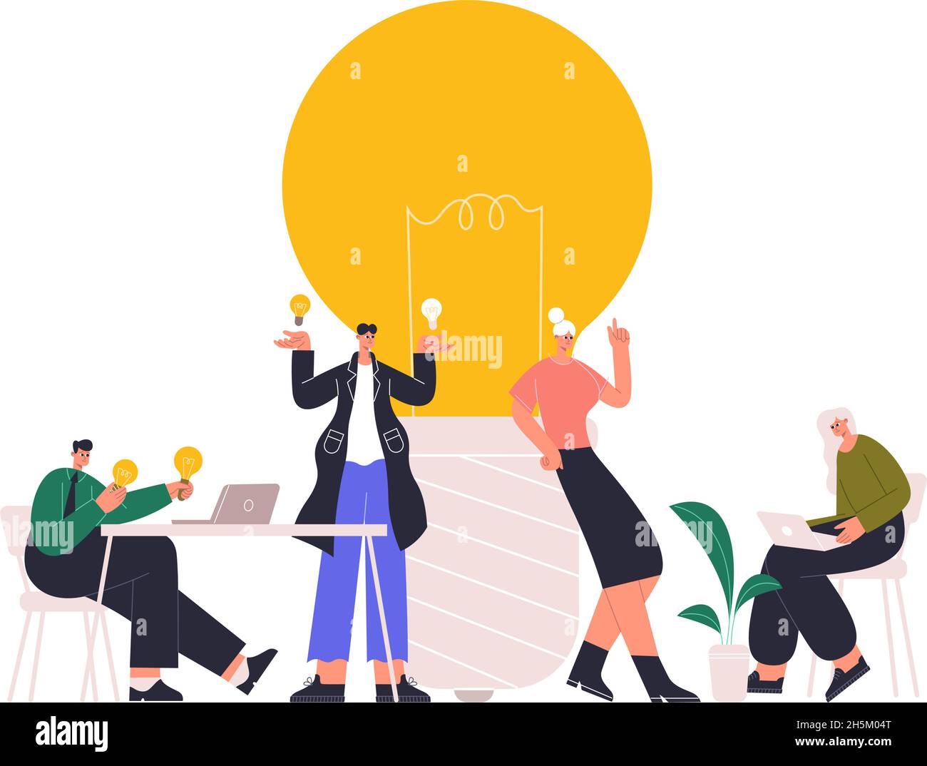 Création d'idées réussies, remue-méninges d'affaires, discussion créative.Les gens d'affaires partageant des idées et des pensées vecteur illustration plate.Bien Illustration de Vecteur