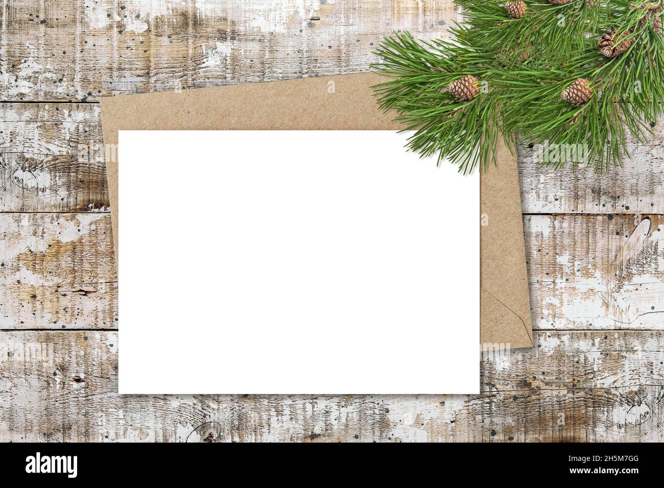 Maquette en papier blanc avec décoration d'arbre de Noël Banque D'Images