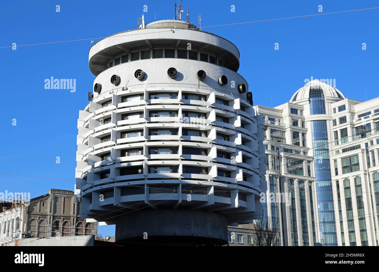 L'ère soviétique Hôtel Salute à Kiev Banque D'Images