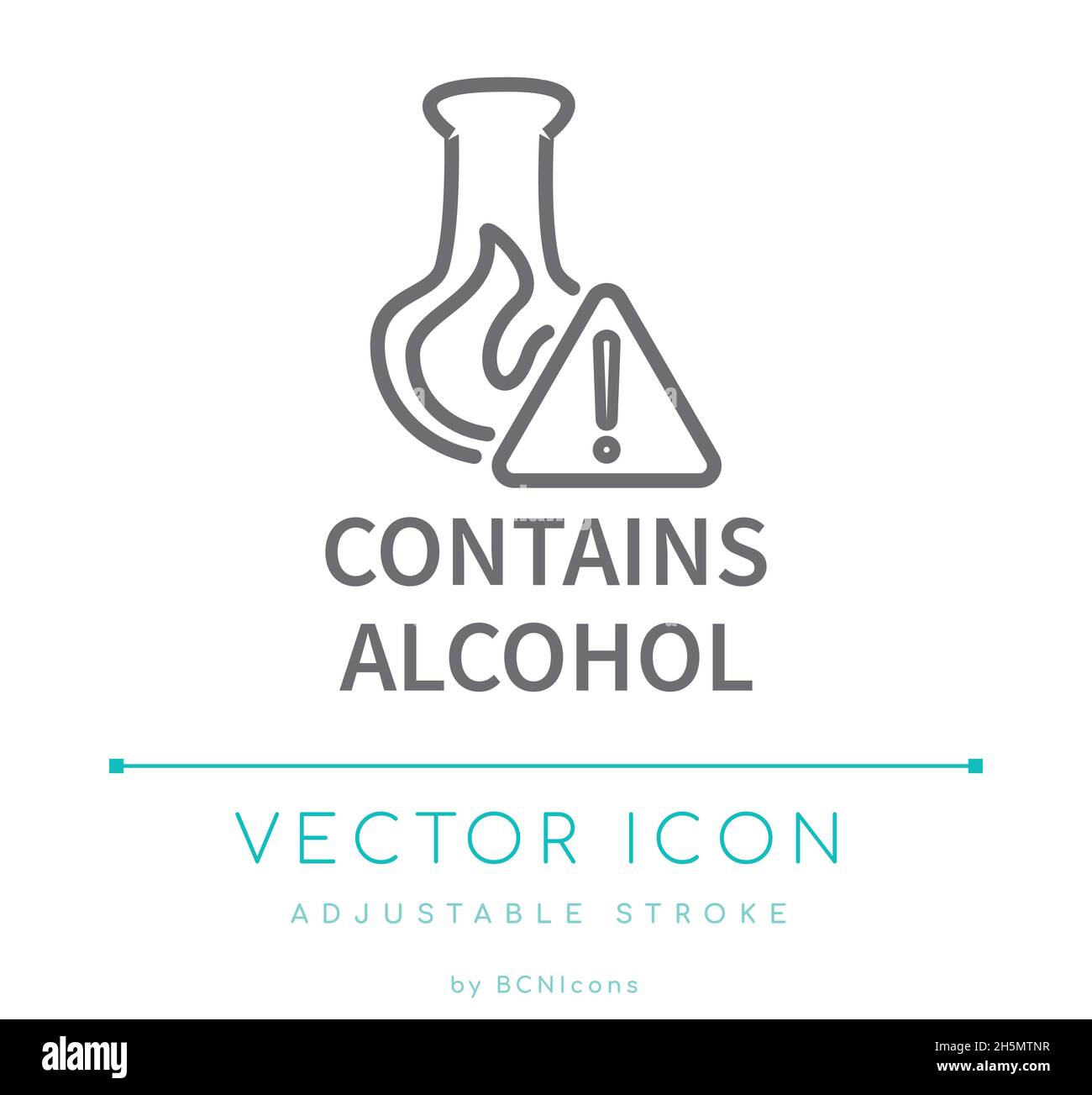Contient l'icône de la ligne d'avertissement relative aux allergènes alimentaires alcoolisés Illustration de Vecteur