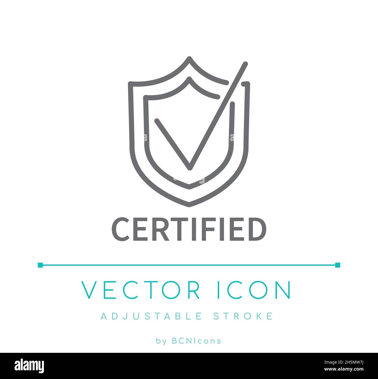 Icône ligne vectorielle de badge certifiée Illustration de Vecteur