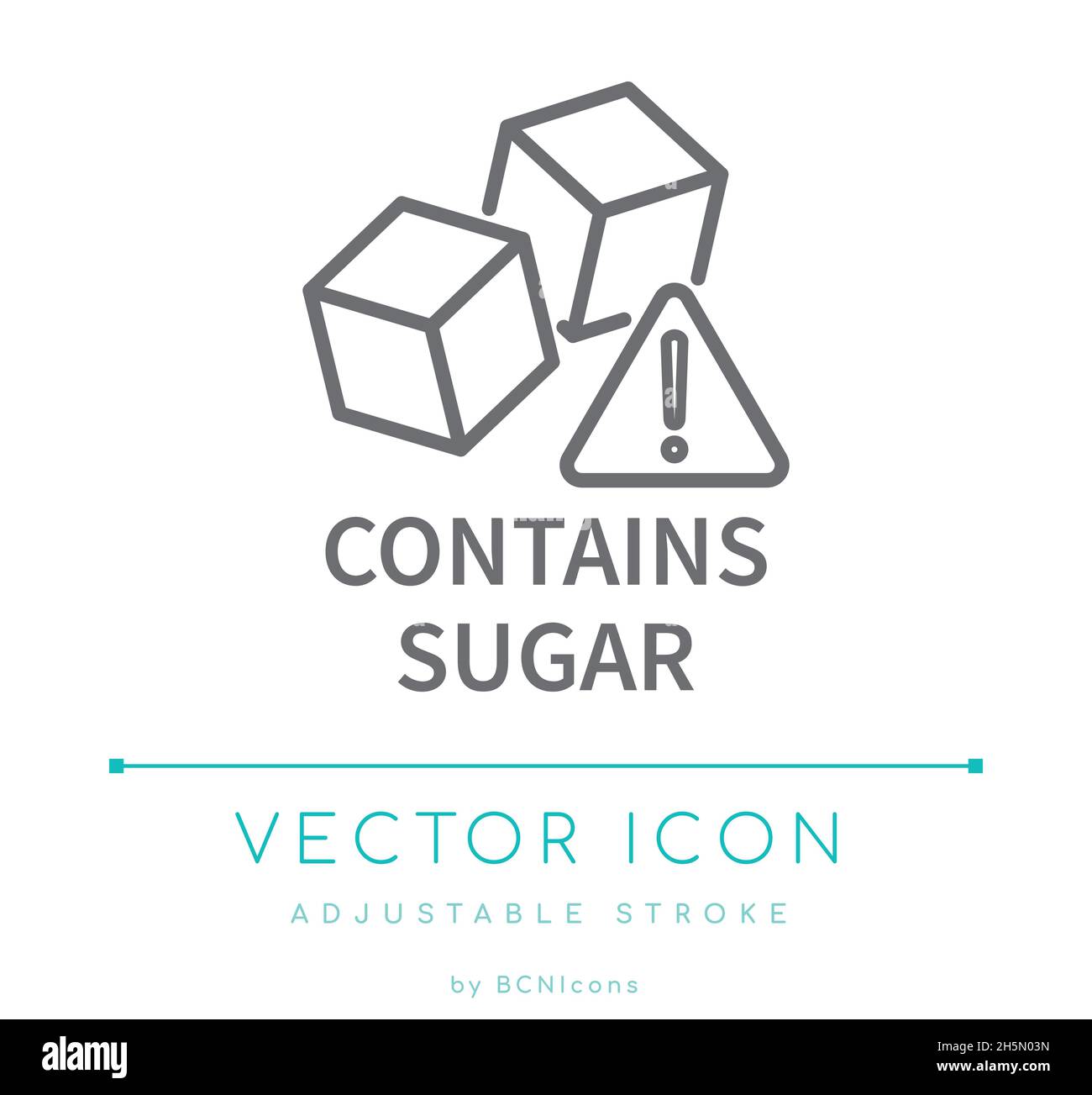 Contient l'icône de la ligne d'avertissement relative aux allergènes alimentaires dans le sucre Illustration de Vecteur