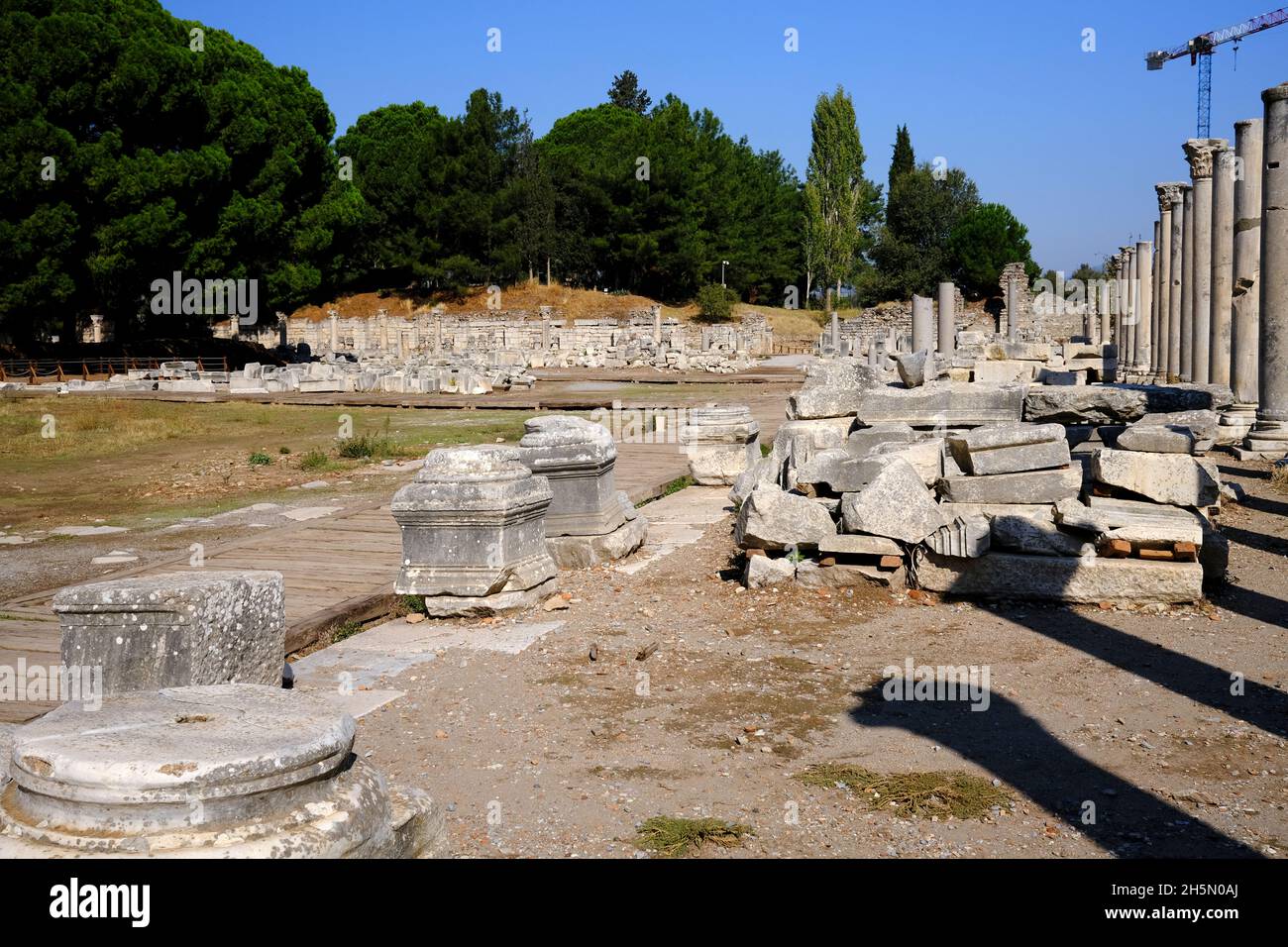 Ruines découvertes dans la ville biblique d'Éphèse, Turquie Banque D'Images