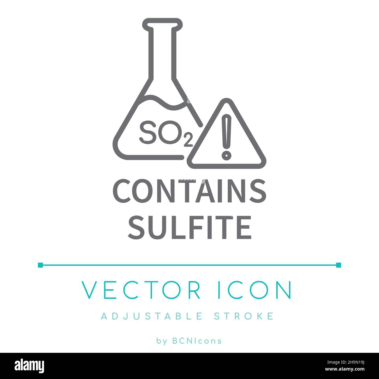 Contient l'icône de ligne vectorielle d'avertissement d'allergie alimentaire Sulfite Illustration de Vecteur