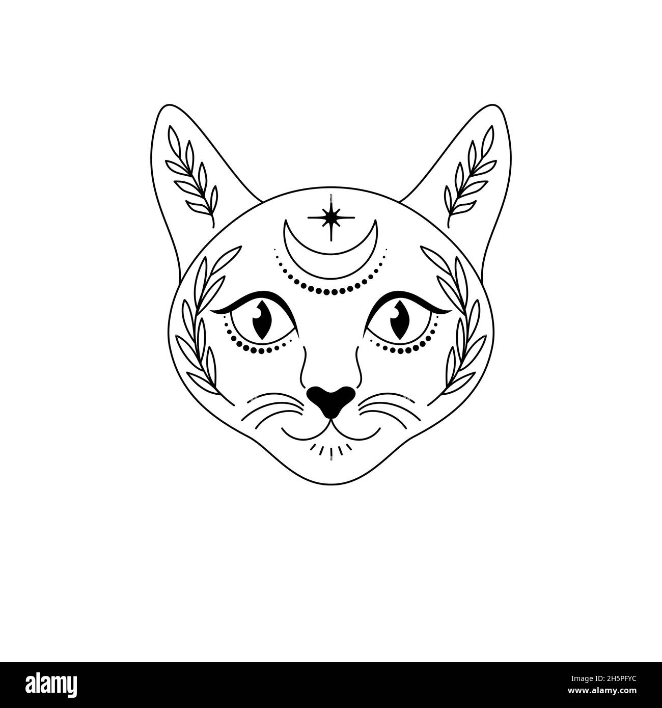 La tête de chat dans le style art de la ligne. Illustration de Vecteur