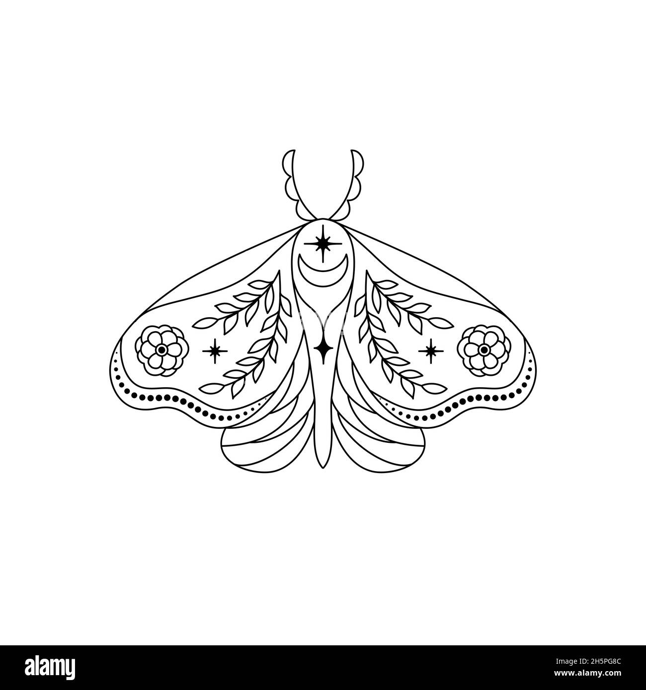 Dessin au trait Moth in Line Illustration de Vecteur