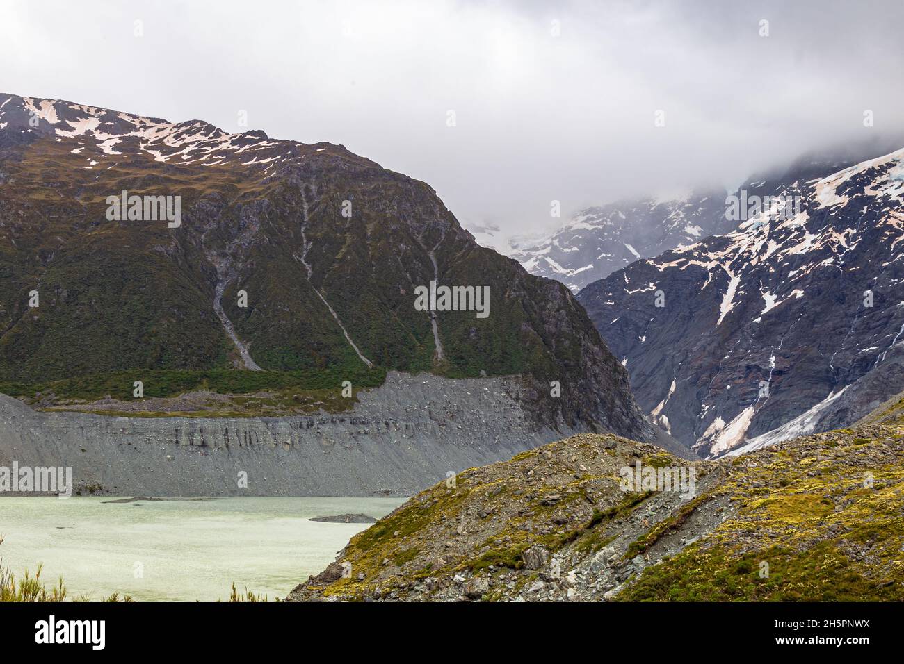 Vue sur le lac Mller.Alpes du Sud, Nouvelle-Zélande Banque D'Images