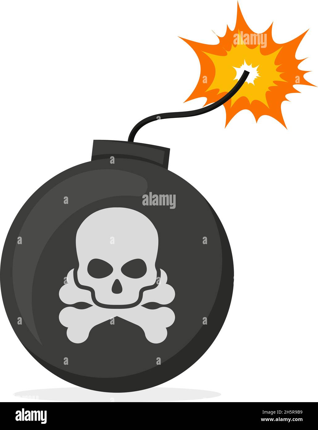 bombe avec un crâne plat sur fond blanc Illustration de Vecteur